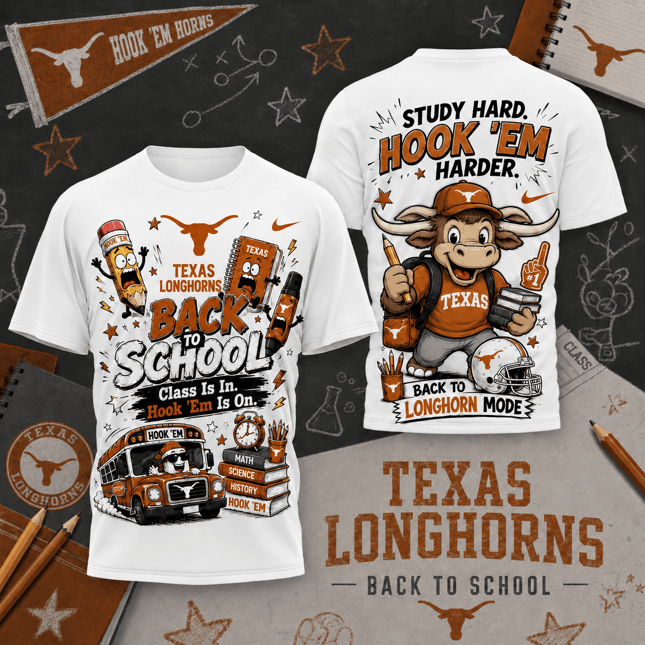Texas Longhorns | Premium NCAA Back To School T-Shirt TD