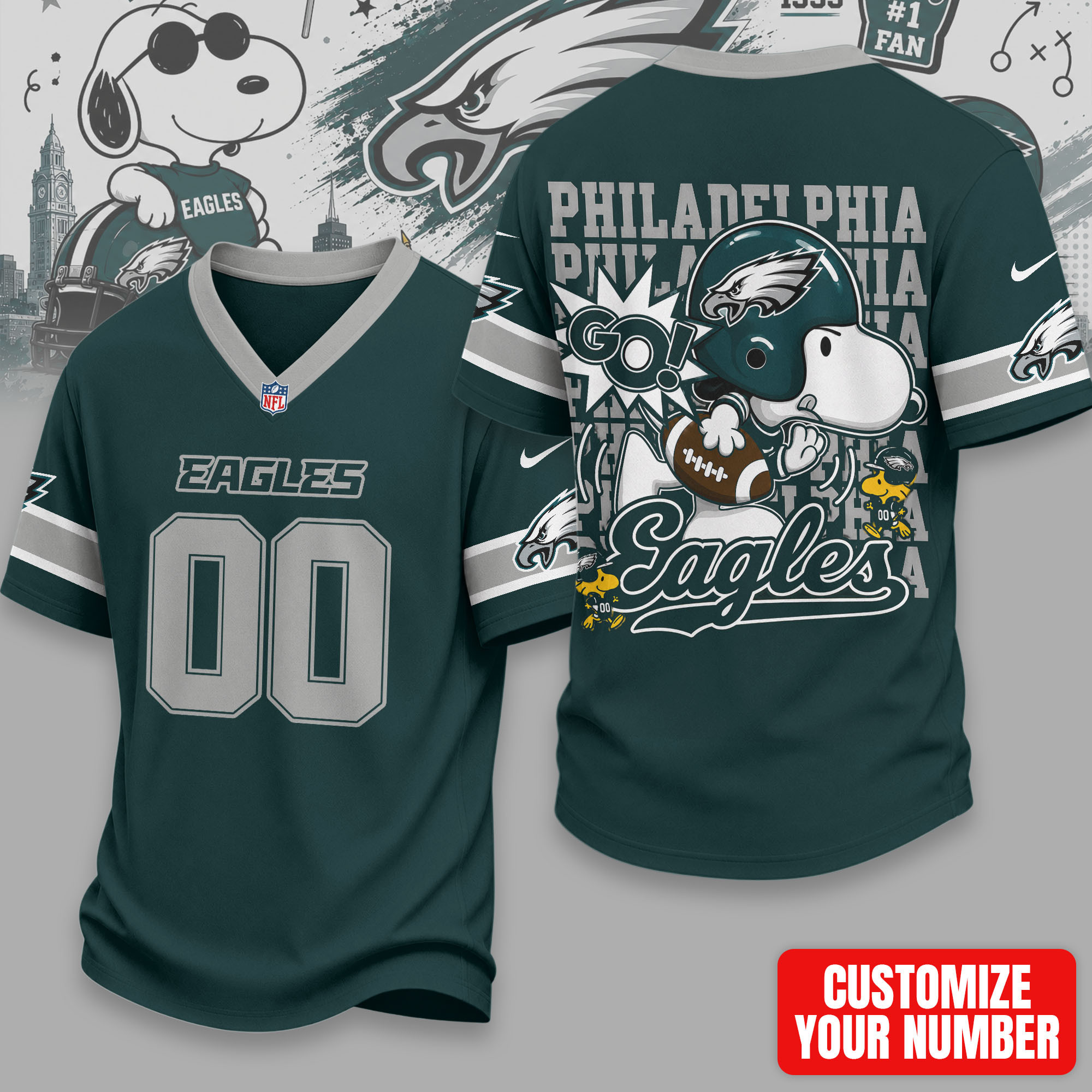 Philadelphia Eagles | Premium Sunday Huddle Custom Number Jersey NTH1