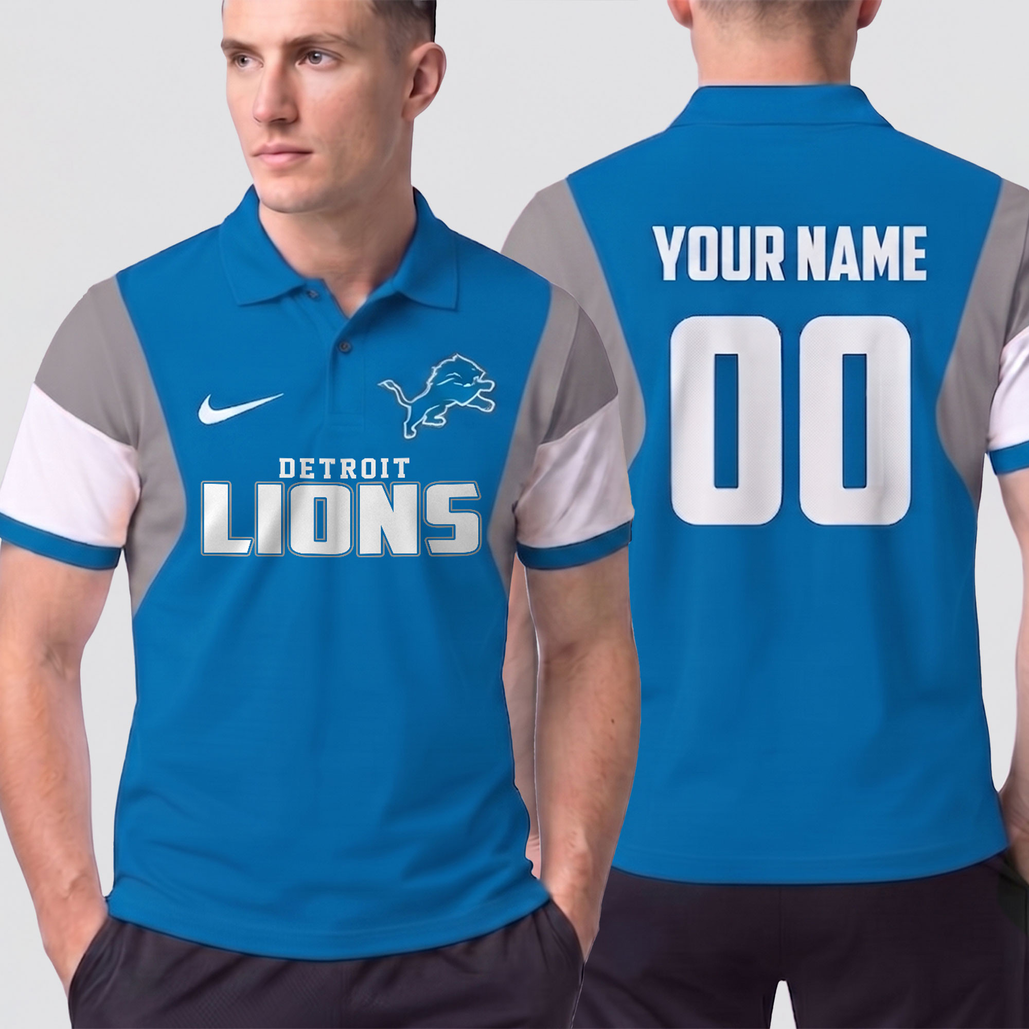 Detroit Lions | Premium NFL Own The Game Custom Number Polo NTH1