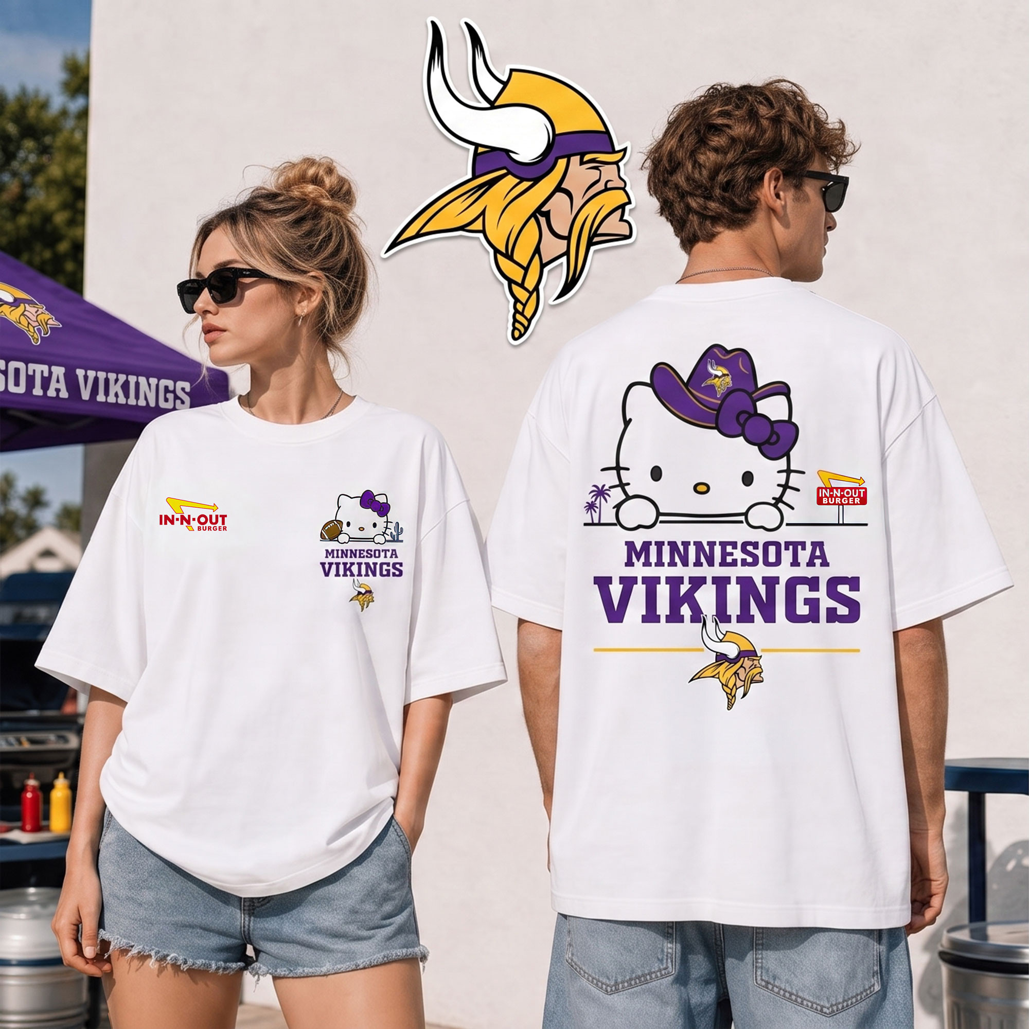 Minnesota Vikings | Premium NFL Kitty Burger Game Day 3D Shirt NTH1