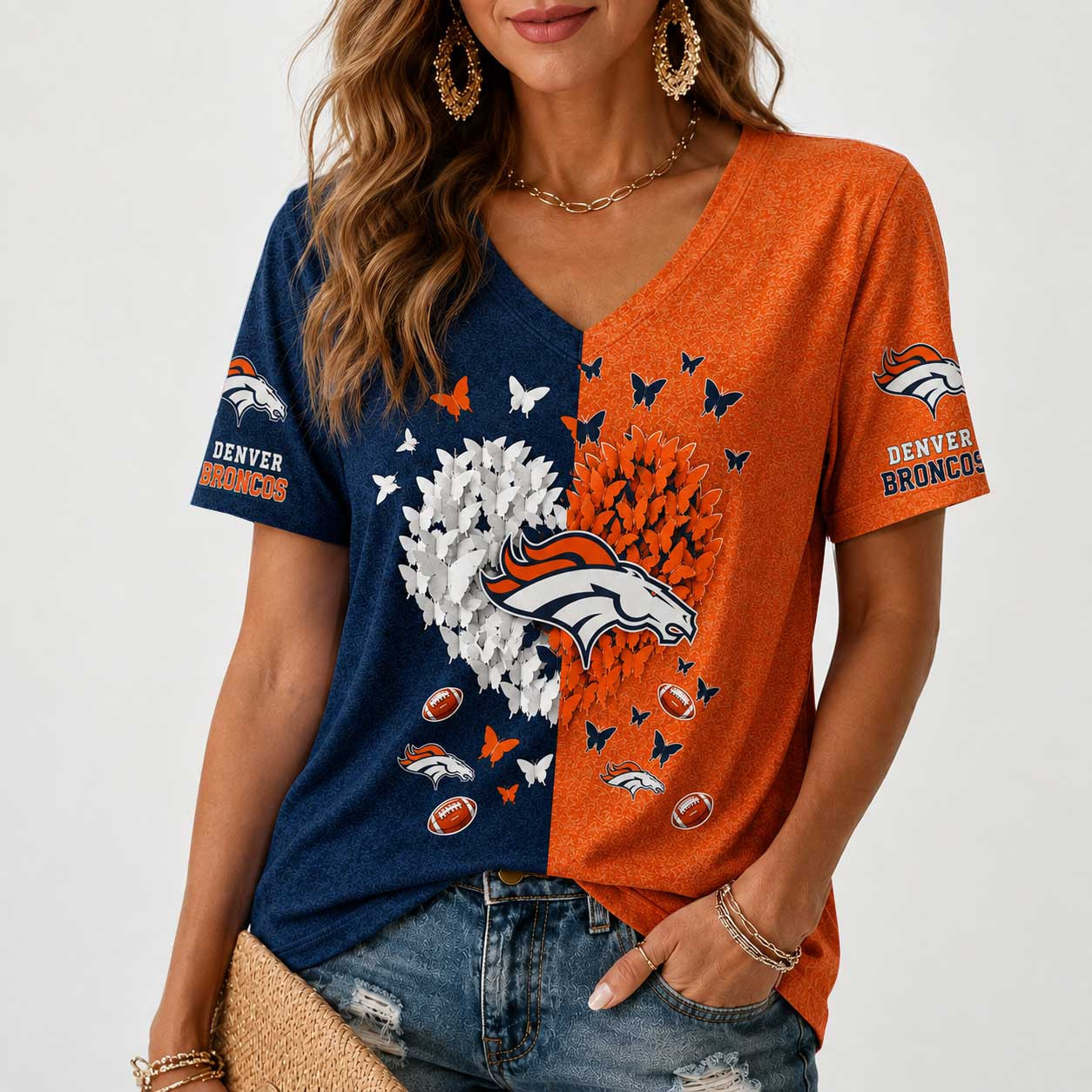 Denver Broncos | Premium NFL Butterfly Heart V-Neck TD