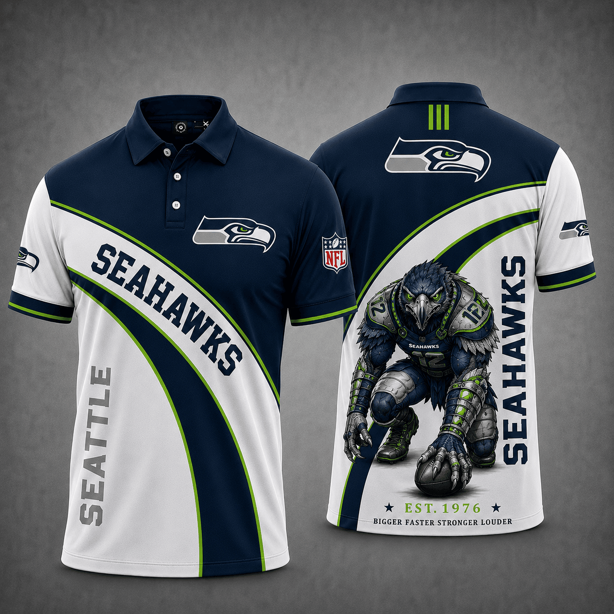 Seattle Seahawks | Premium NFL Fierce Football Mascot Polo NY
