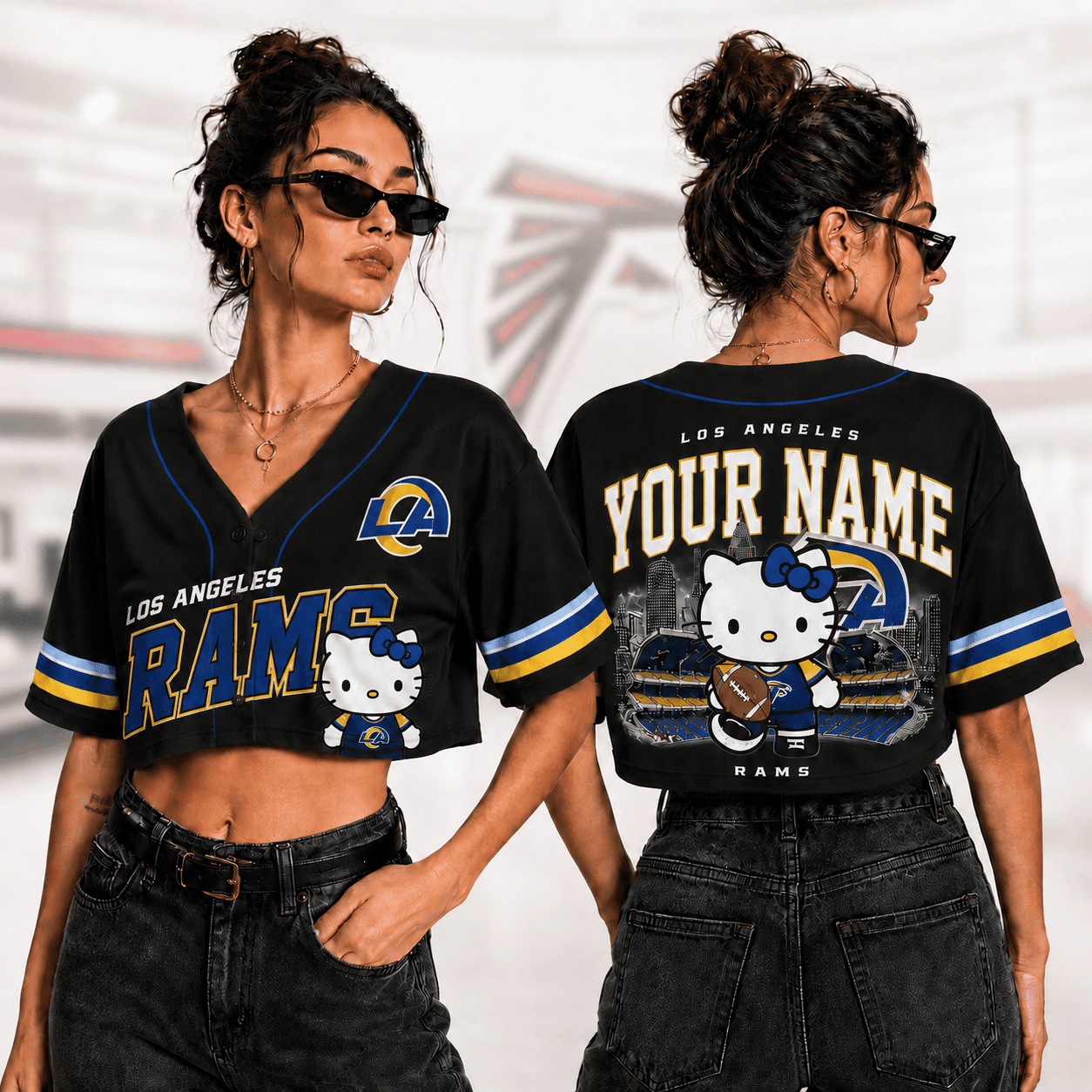 Los Angeles Rams | Premium NFL Personalized Hello Kitty Croptop Jersey NNK