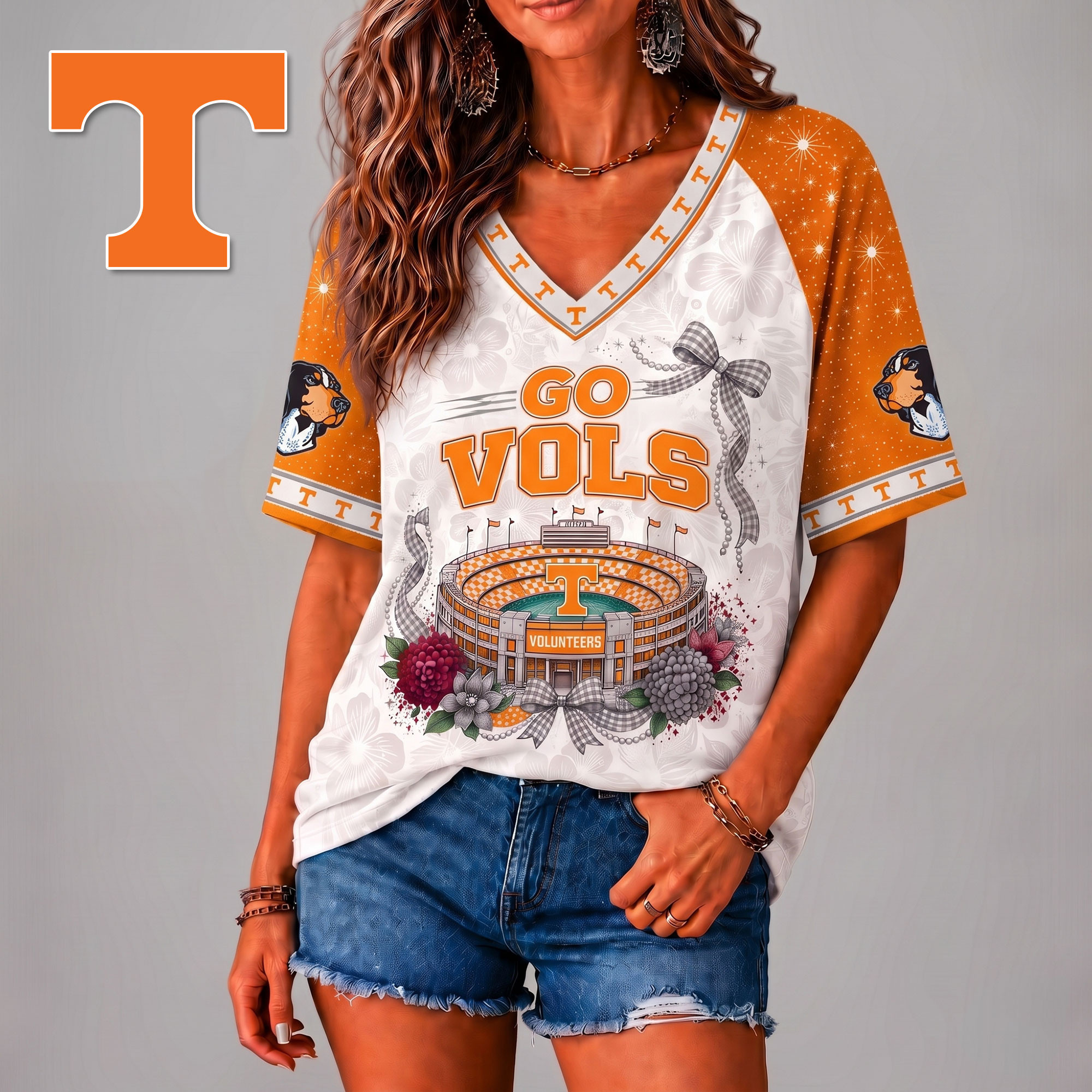 Tennessee Volunteers | Premium NCAA Floral Stadium Bow 3D Shirt NY