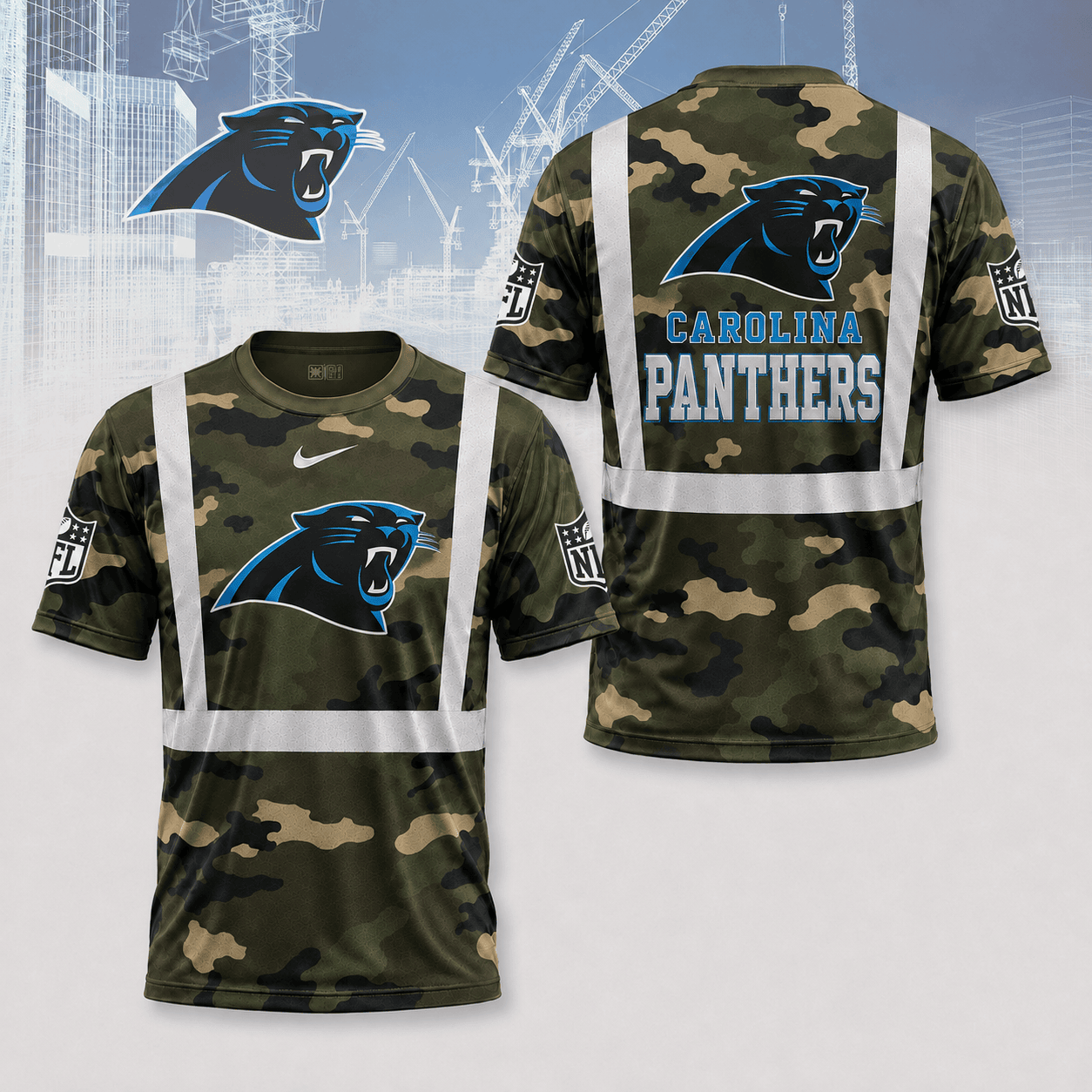 Carolina Panthers | Premium NFL Army Camo Hi-Vis 3D Shirt NY
