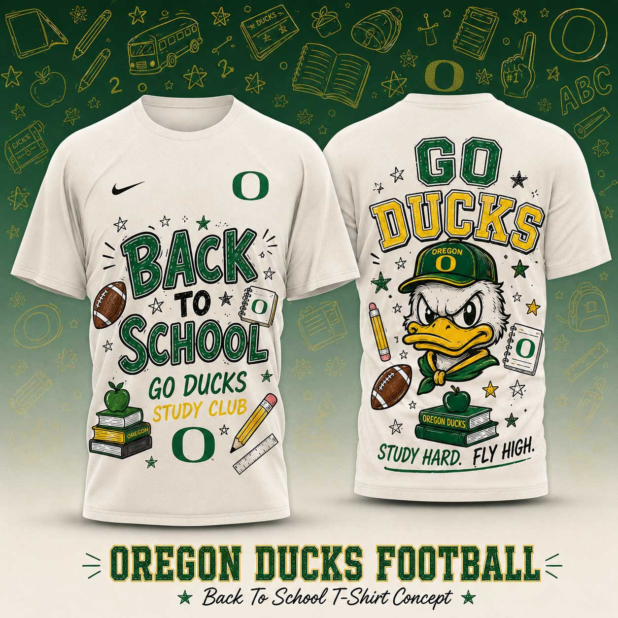 Oregon Ducks | Premium NCAA Back To School Study Club T-Shirt TD