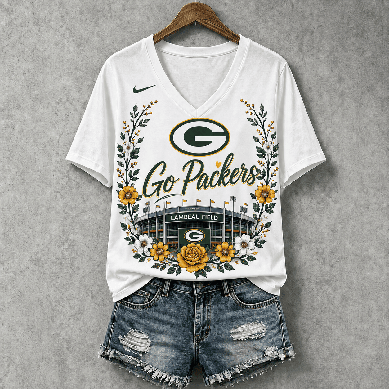 Green Bay Packers | Premium NFL Floral Stadium Football Fan V-neck NY