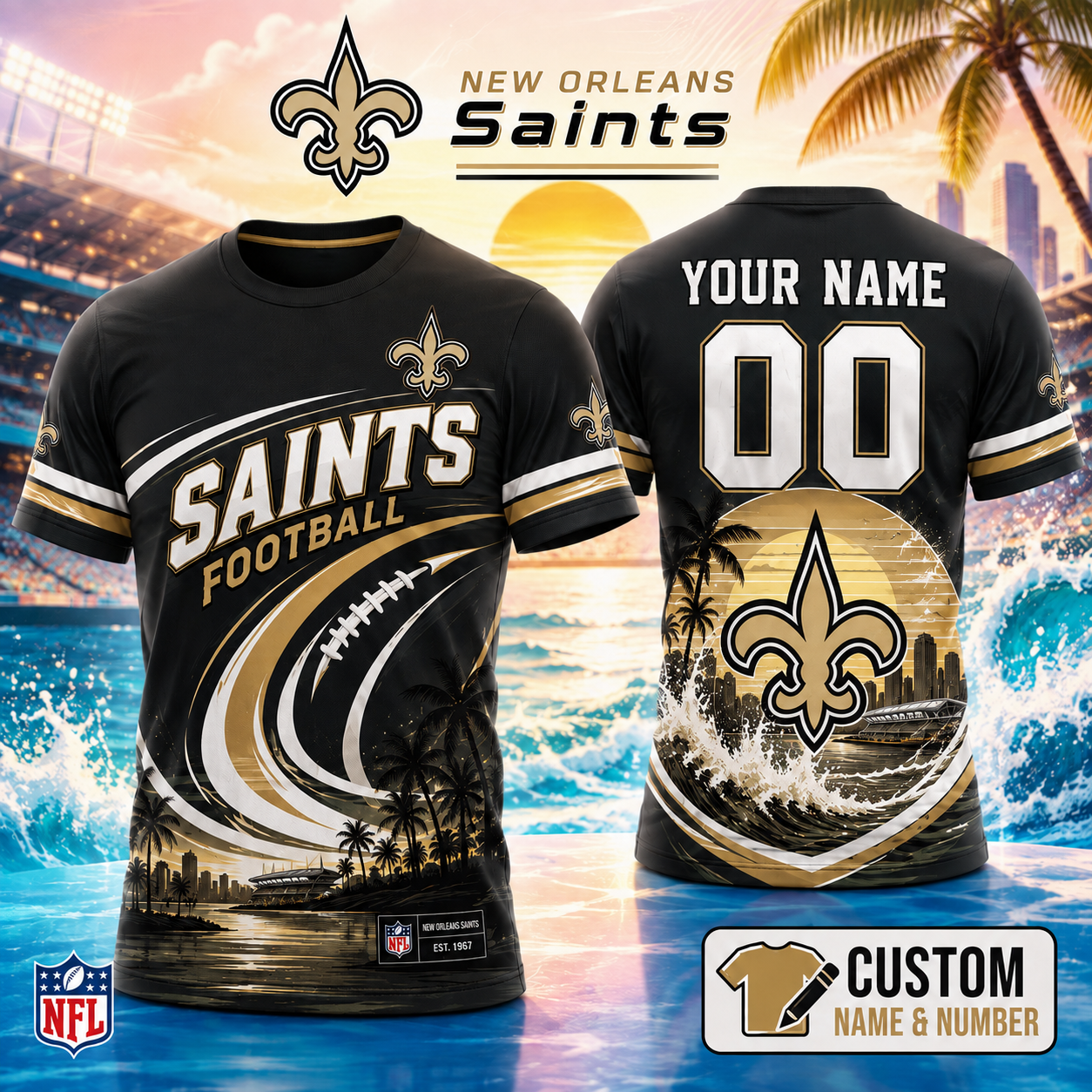 New Orleans Saints | Premium Personalized NFL 3D Shirt Custom For Fans NNK