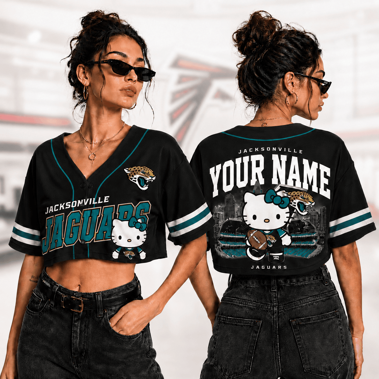 Jacksonville Jaguars | Premium NFL Personalized Hello Kitty Croptop Jersey NNK