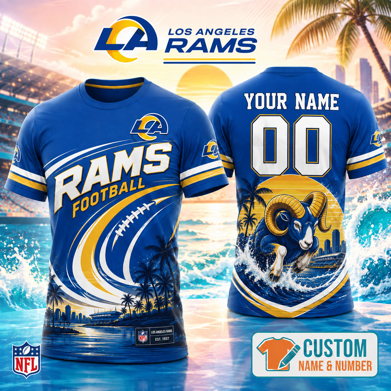 Los Angeles Rams | Premium Personalized NFL 3D Shirt Custom For Fans NNK