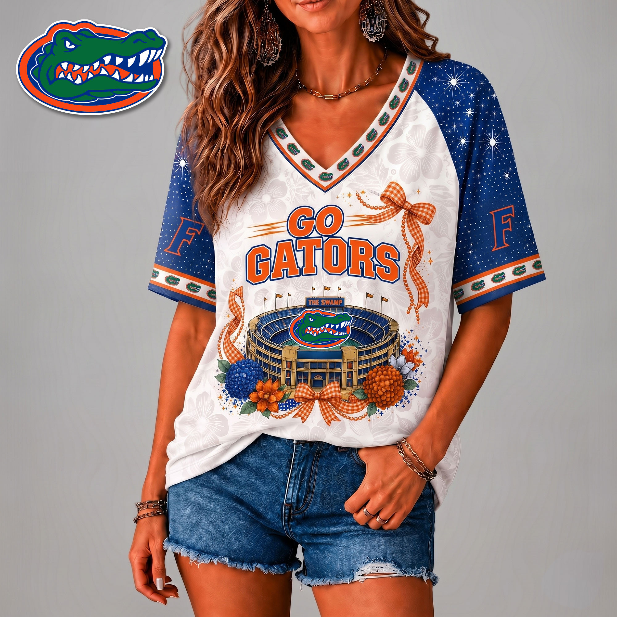 Florida Gators | Premium NCAA Floral Stadium Bow 3D Shirt NY