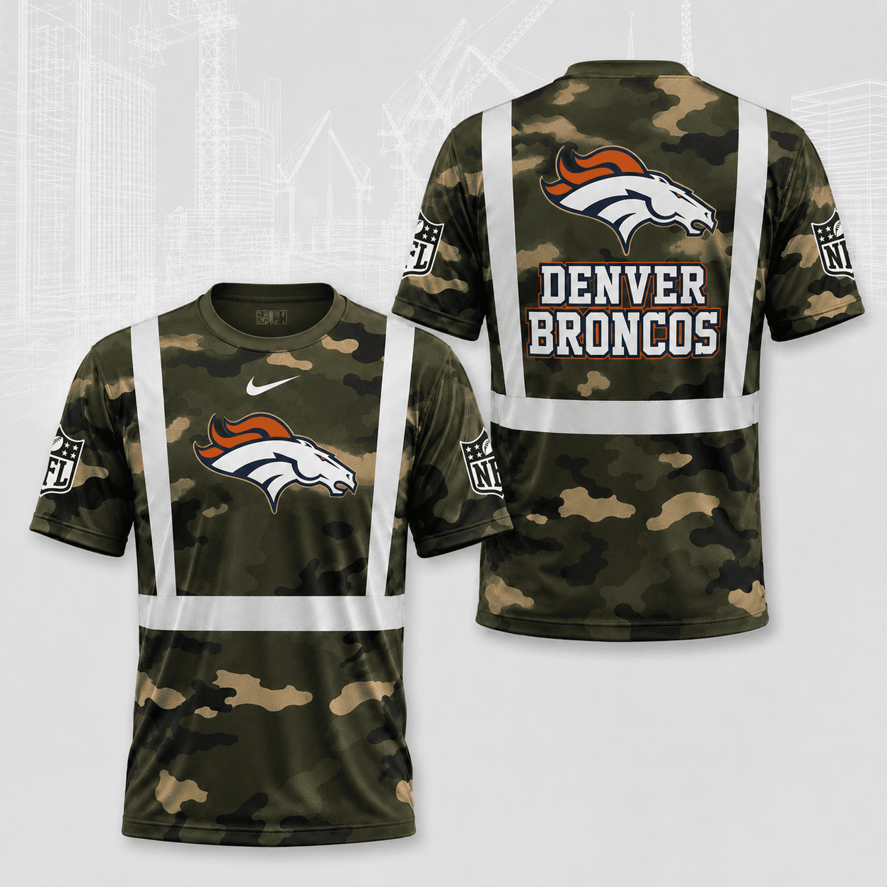 Denver Broncos | Premium NFL Army Camo Hi-Vis 3D Shirt NY