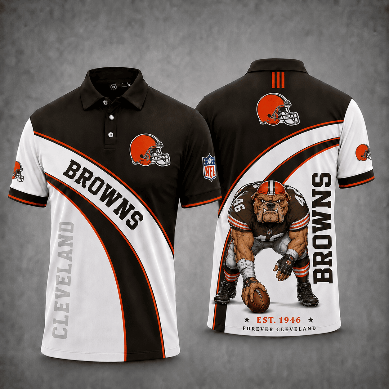 Cleveland Browns | Premium NFL Fierce Football Mascot Polo NY