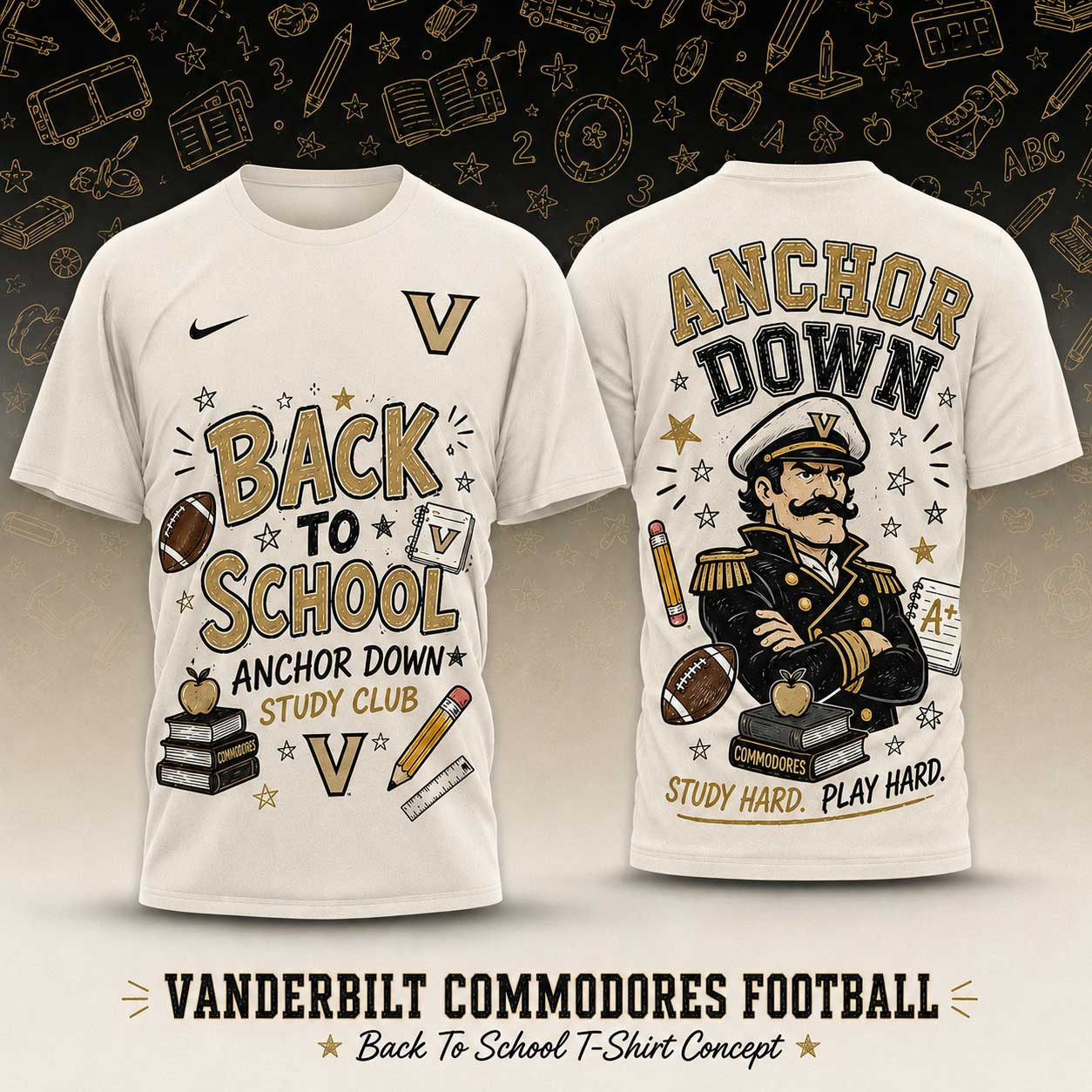 Vanderbilt Commodores | Premium NCAA Back To School Study Club T-Shirt TD