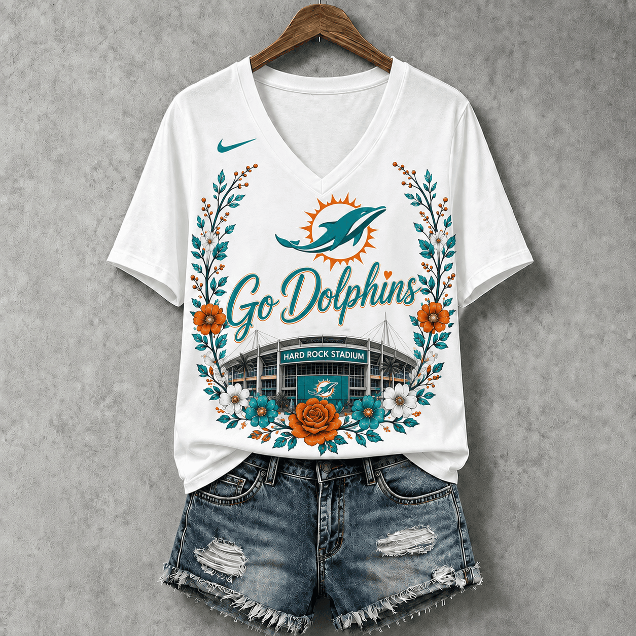 Miami Dolphins | Premium NFL Floral Stadium Football Fan V-neck NY