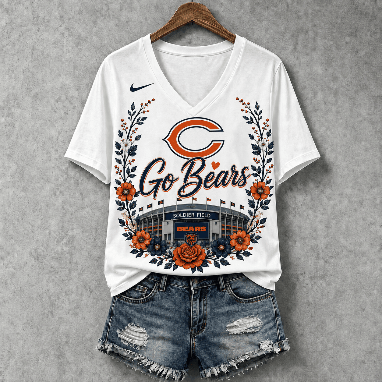 Chicago Bears | Premium NFL Floral Stadium Football Fan V-neck NY