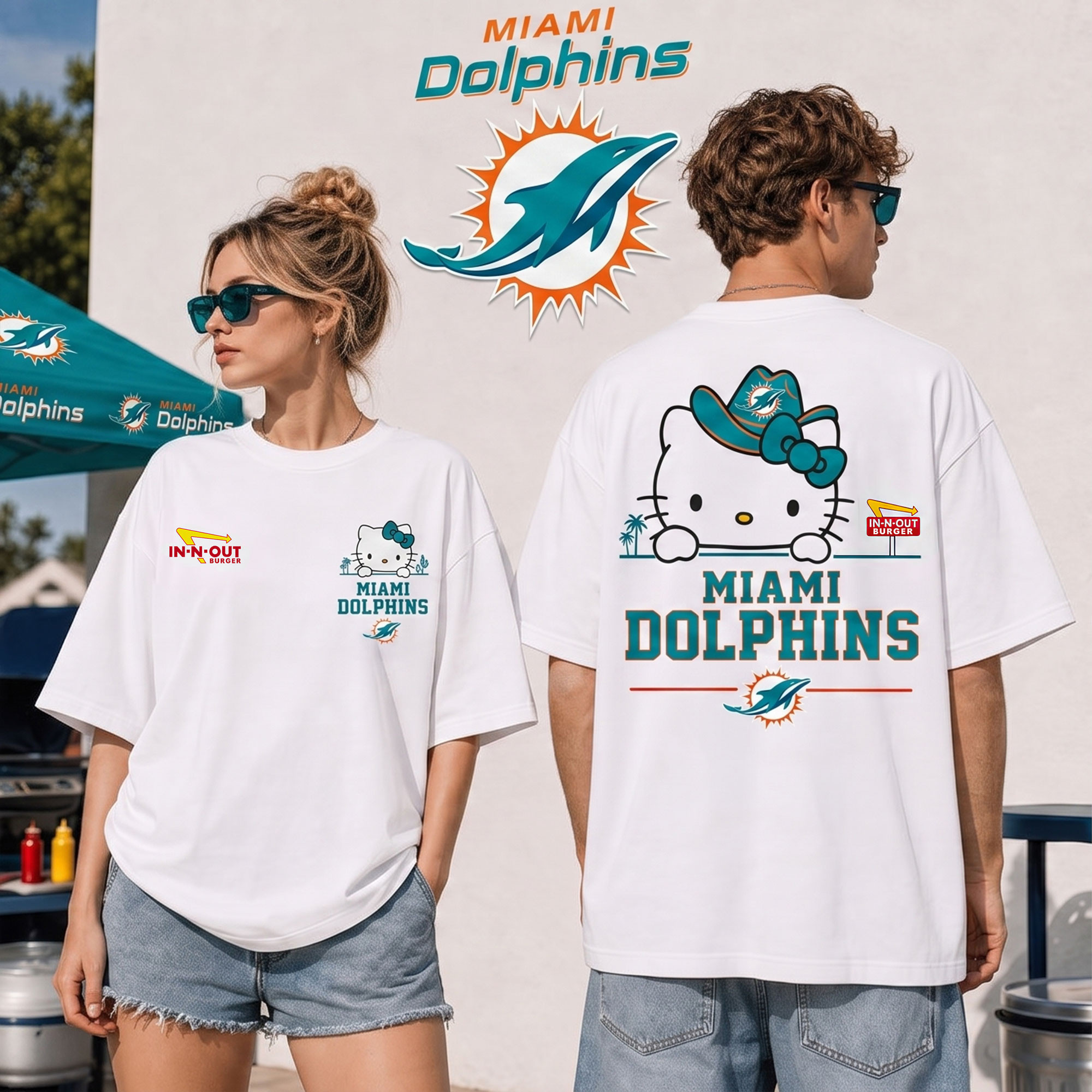 Miami Dolphins | Premium NFL Kitty Burger Game Day 3D Shirt NTH1
