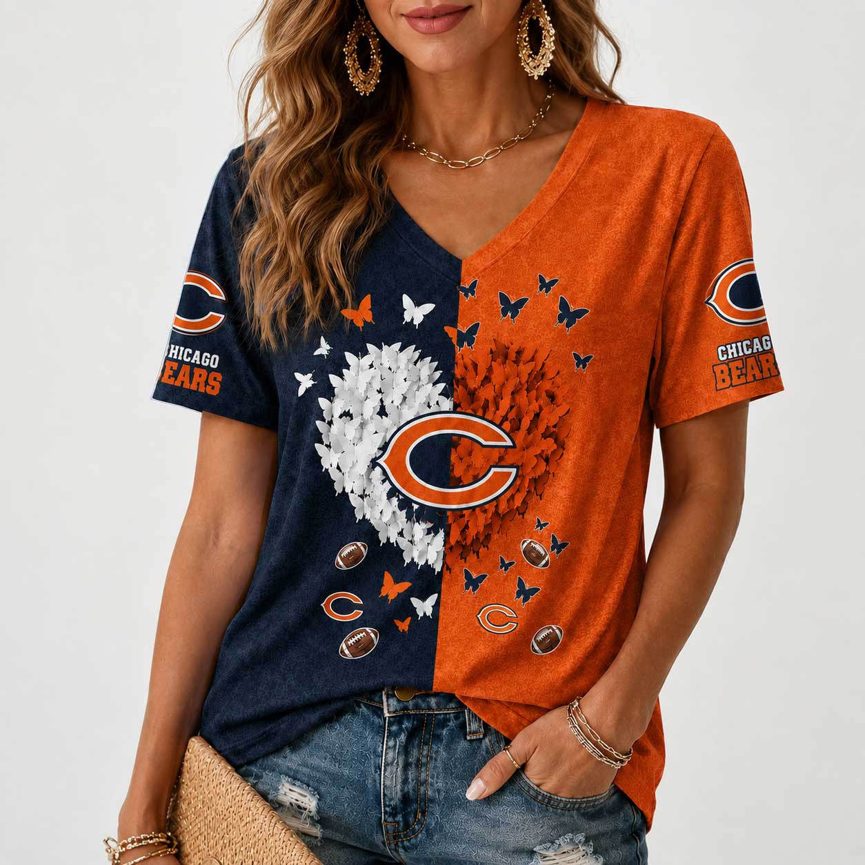 Chicago Bears | Premium NFL Butterfly Heart V-Neck TD