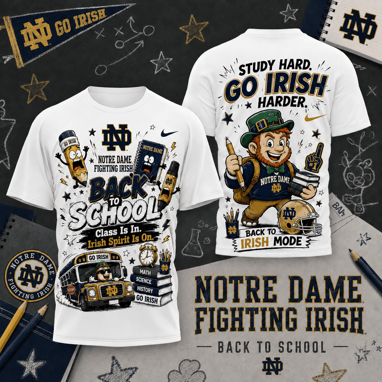 Notre Dame Fighting Irish | Premium NCAA Back To School T-Shirt TD