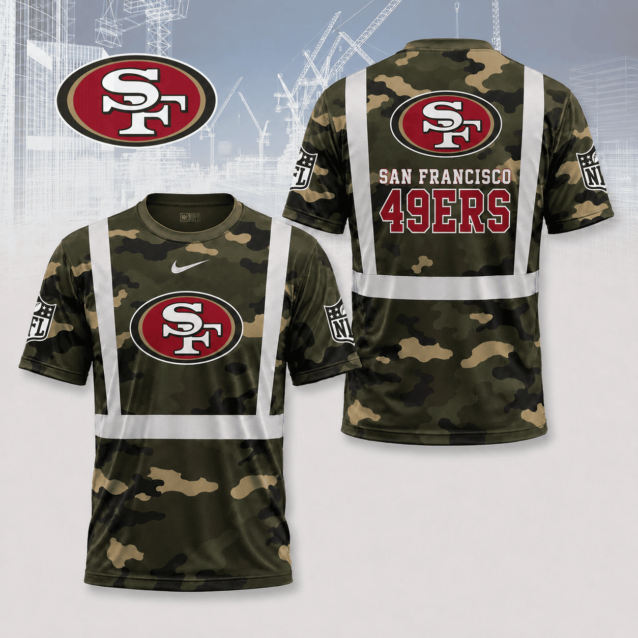 San Francisco 49ers | Premium NFL Army Camo Hi-Vis 3D Shirt NY