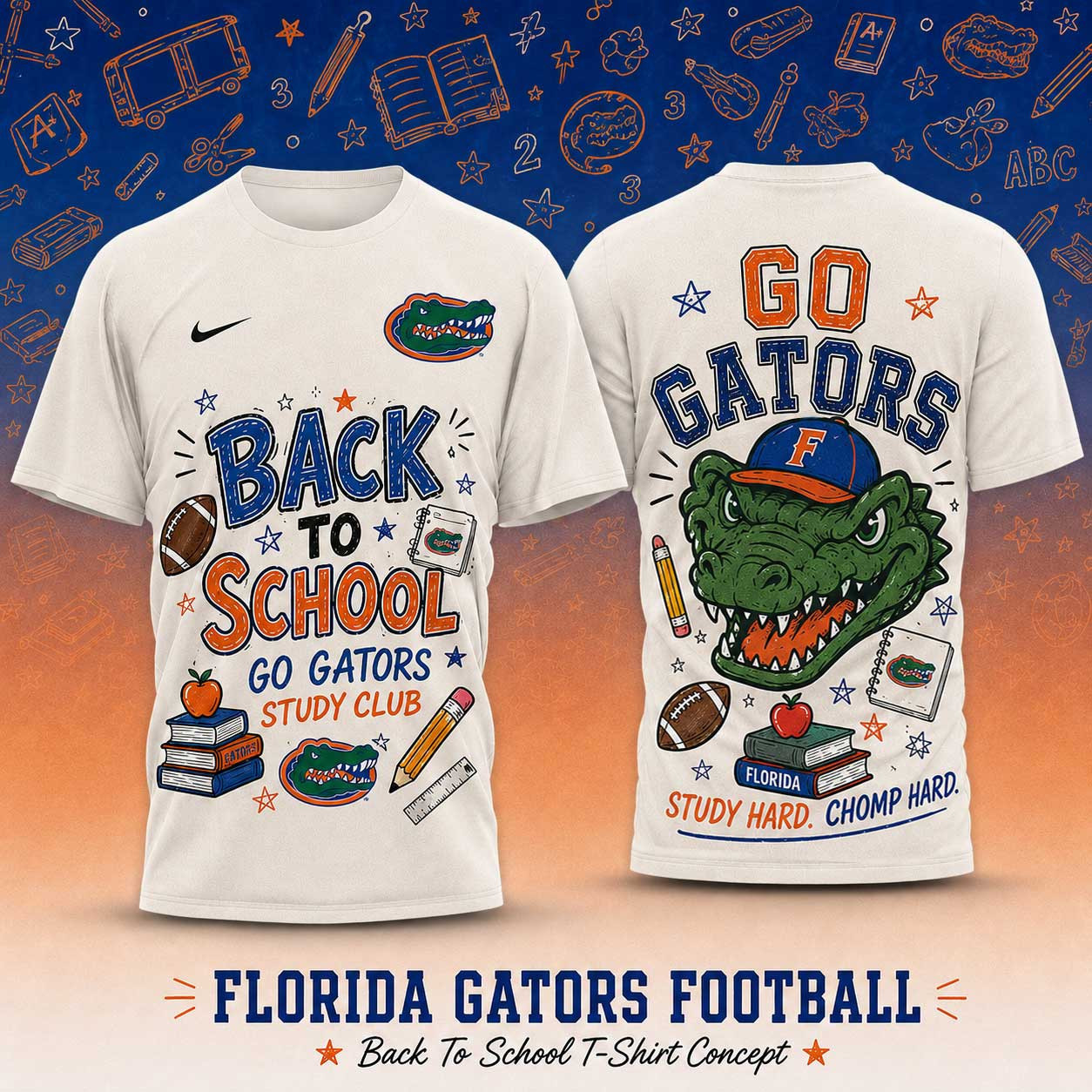 Florida Gators | Premium NCAA Back To School Study Club T-Shirt TD