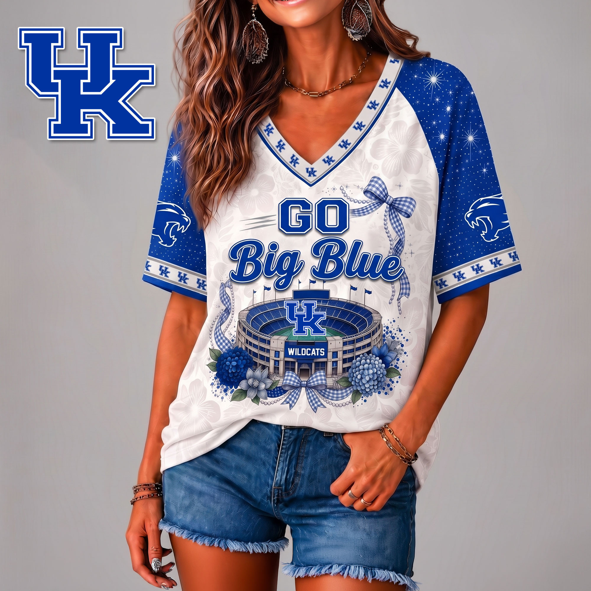 Kentucky Wildcats | Premium NCAA Floral Stadium Bow 3D Shirt NY