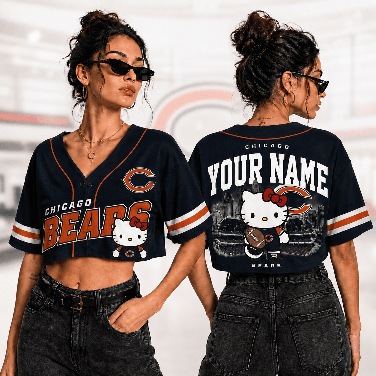 Chicago Bears | Premium NFL Personalized Hello Kitty Croptop Jersey NNK