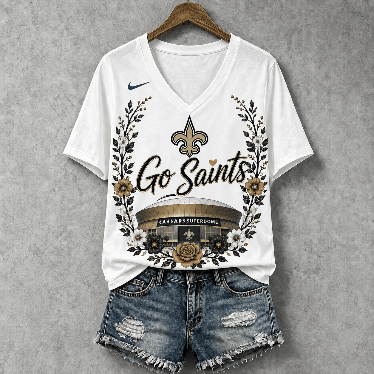 New Orleans Saints | Premium NFL Floral Stadium Football Fan V-neck NY