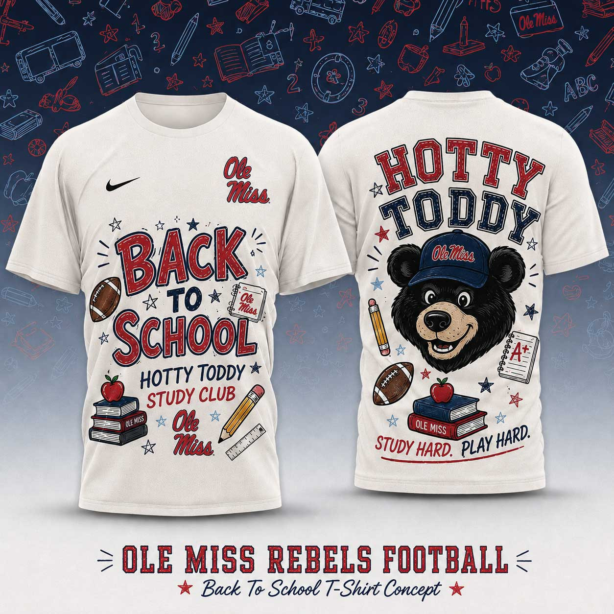 Ole Miss Rebels | Premium NCAA Back To School Study Club T-Shirt TD