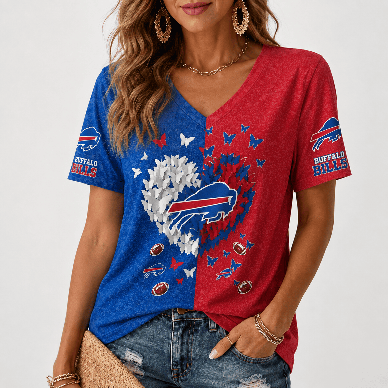 Buffalo Bills | Premium NFL Butterfly Heart V-Neck TD