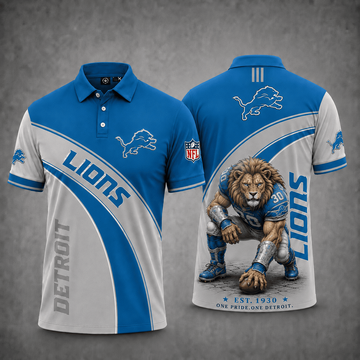 Detroit Lions | Premium NFL Fierce Football Mascot Polo NY