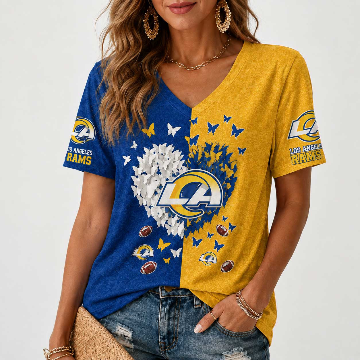 Los Angeles Rams | Premium NFL Butterfly Heart V-Neck TD