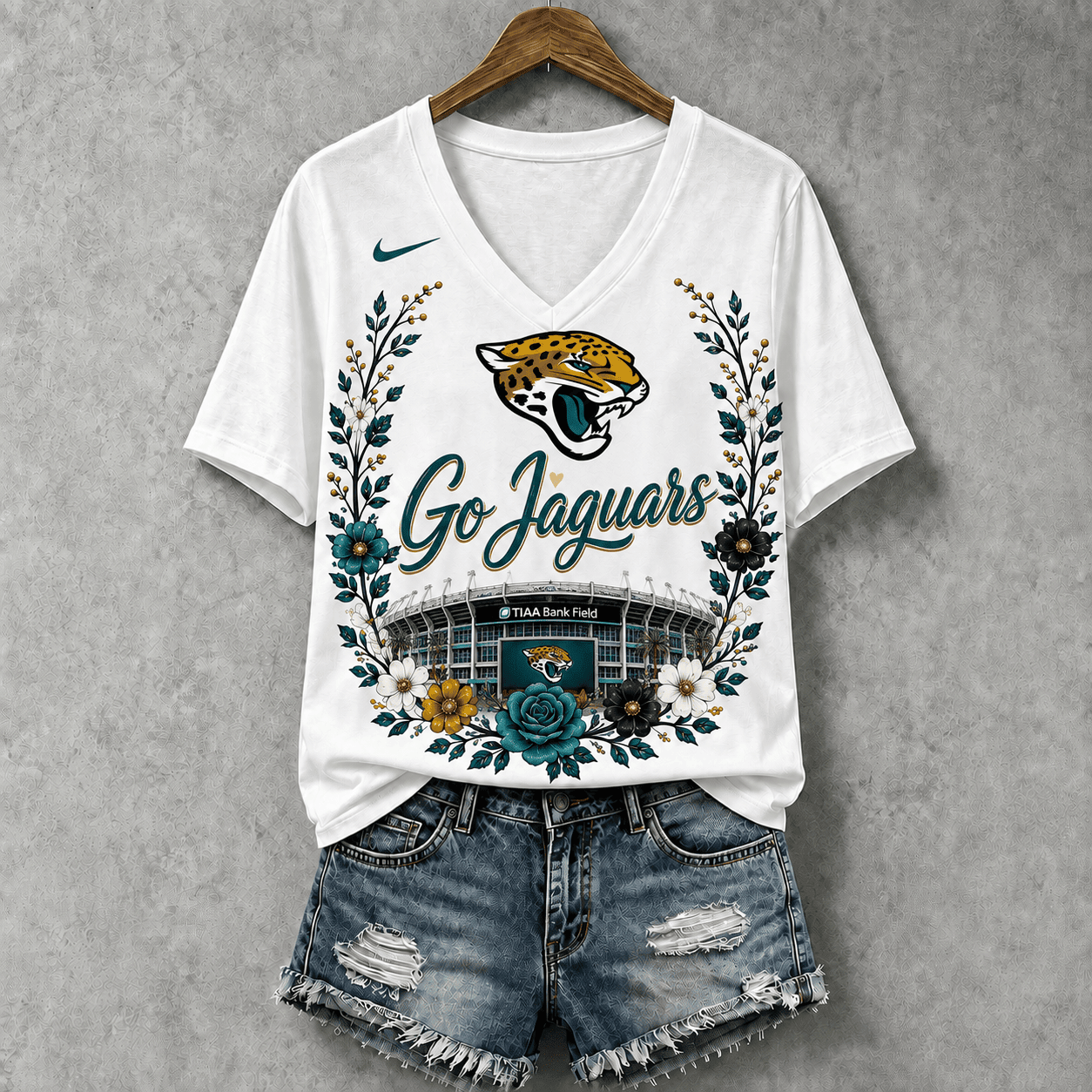 Jacksonville Jaguars | Premium NFL Floral Stadium Football Fan V-neck NY