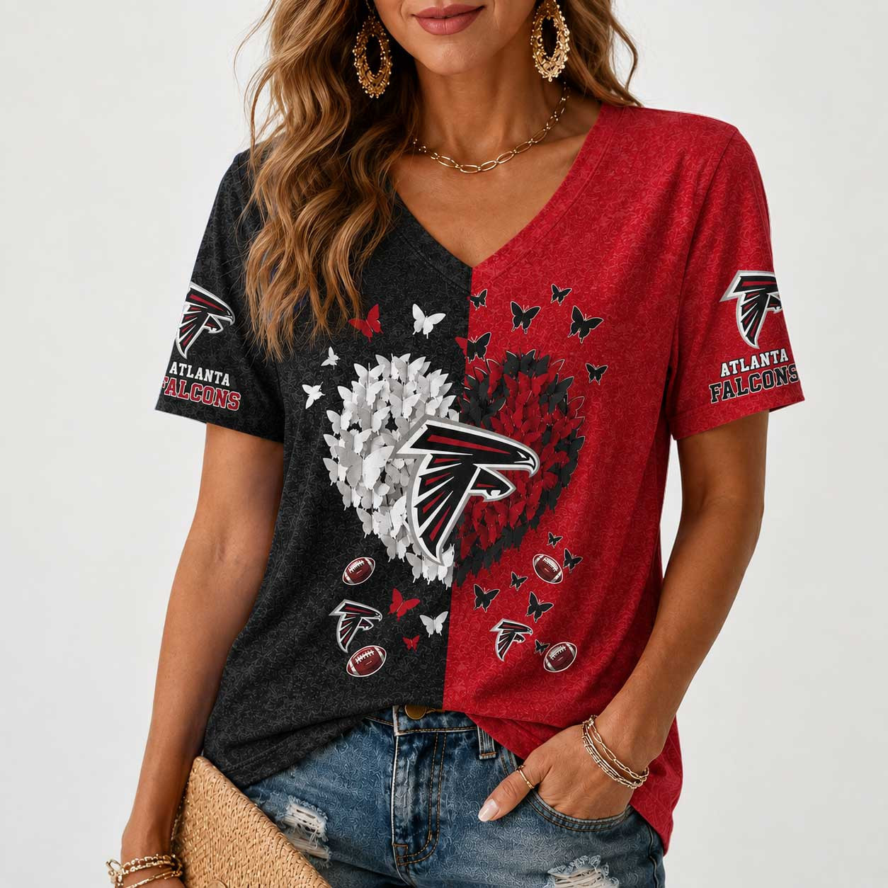 Atlanta Falcons | Premium NFL Butterfly Heart V-Neck TD