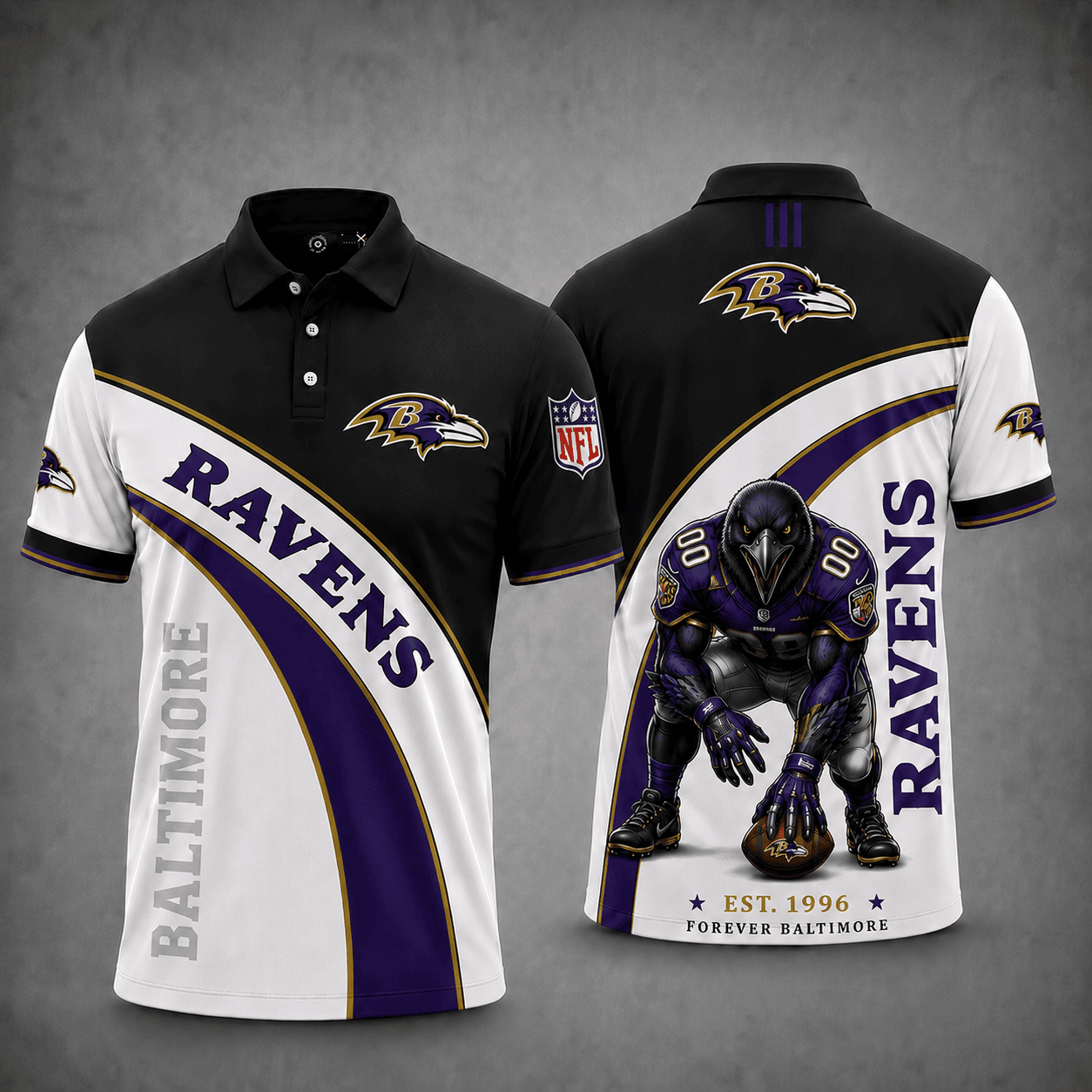 Baltimore Ravens | Premium NFL Fierce Football Mascot Polo NY
