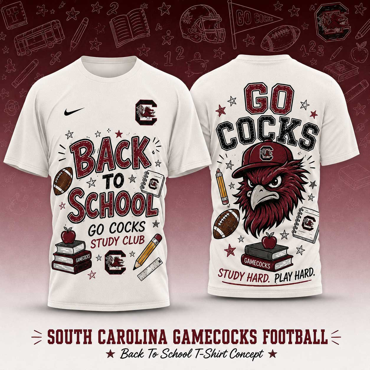 South Carolina Gamecocks | Premium NCAA Back To School Study Club T-Shirt TD