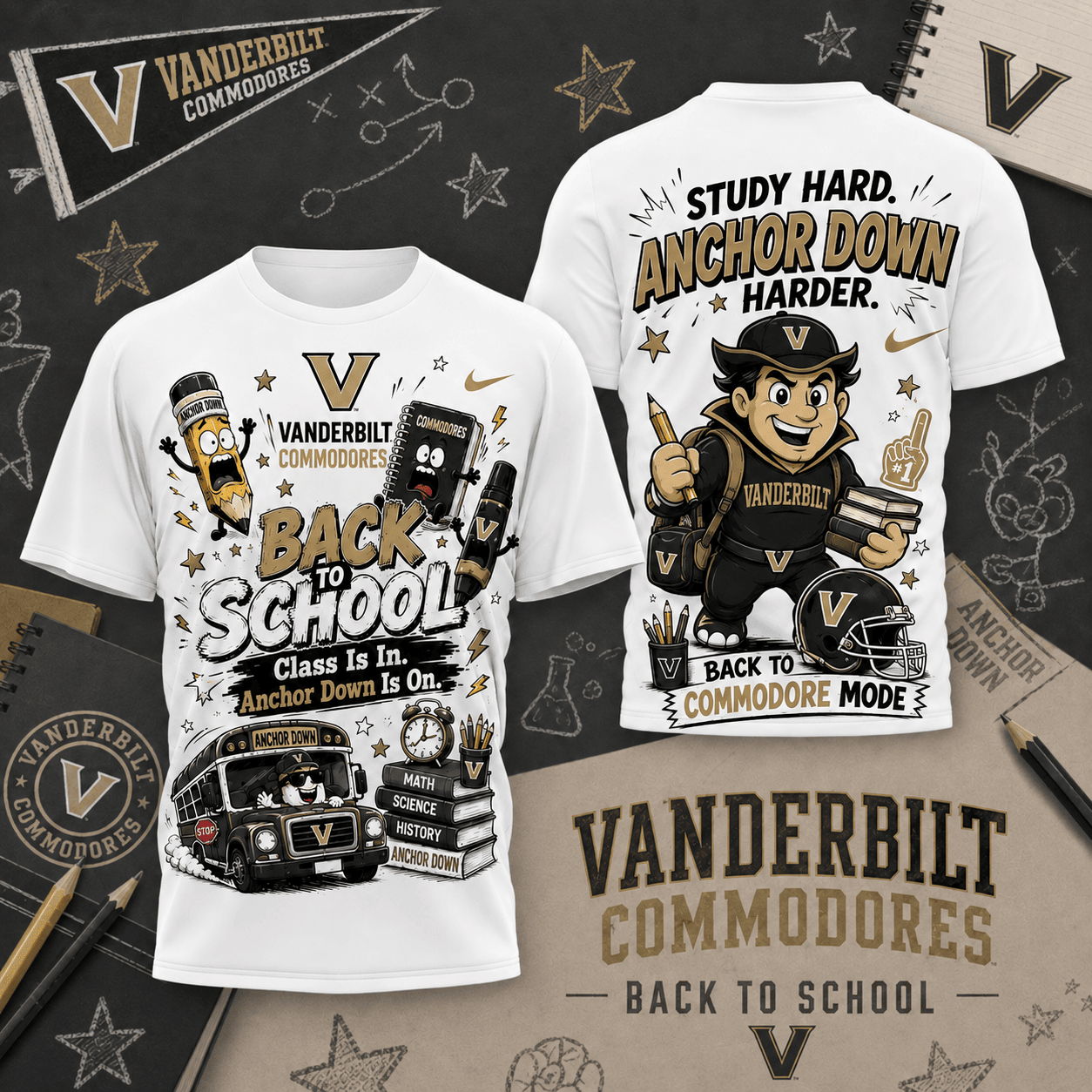 Vanderbilt Commodores | Premium NCAA Back To School T-Shirt TD