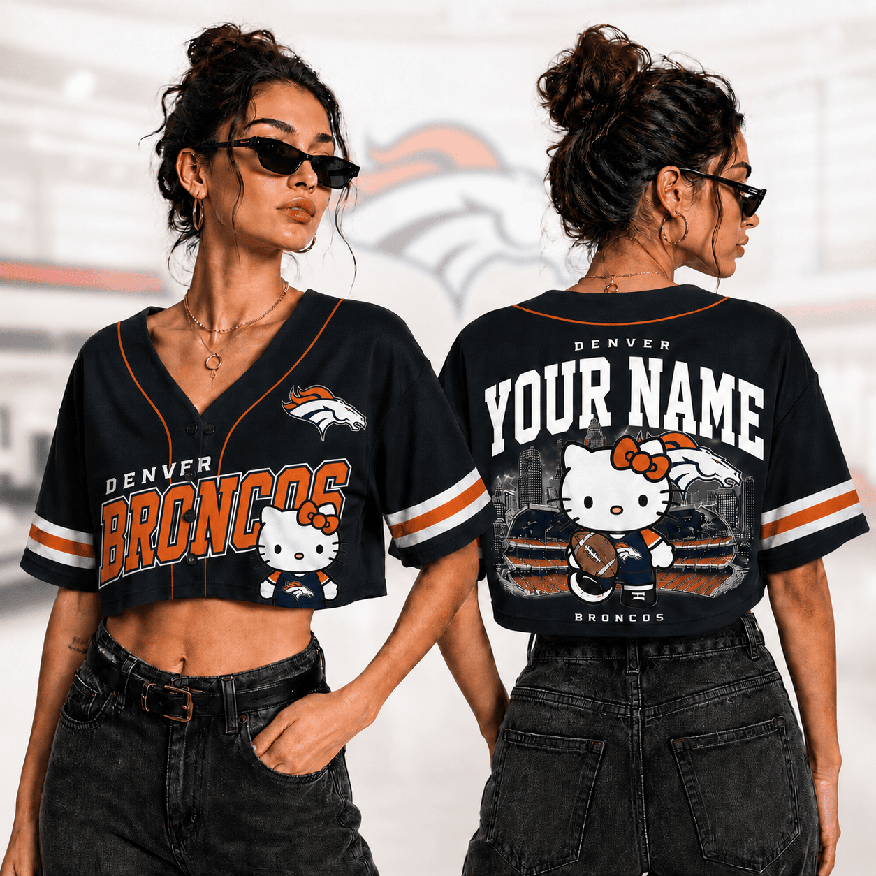 Denver Broncos | Premium NFL Personalized Hello Kitty Croptop Jersey NNK