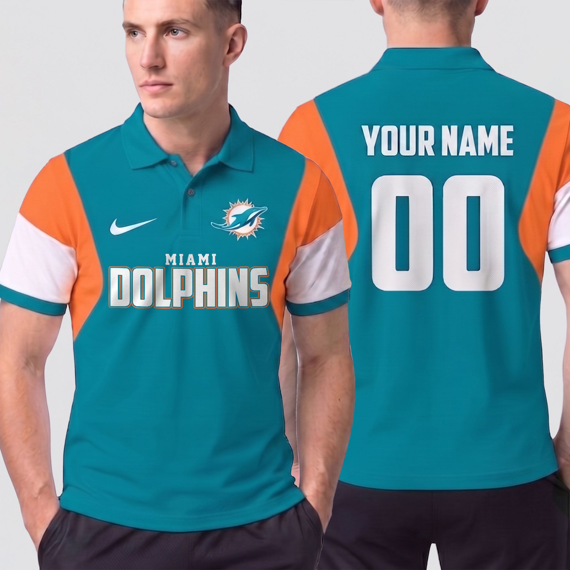 Miami Dolphins | Premium NFL Own The Game Custom Number Polo NTH1