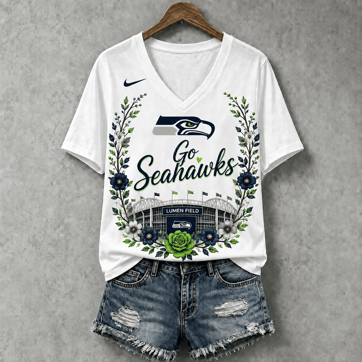 Seattle Seahawks | Premium NFL Floral Stadium Football Fan V-neck NY