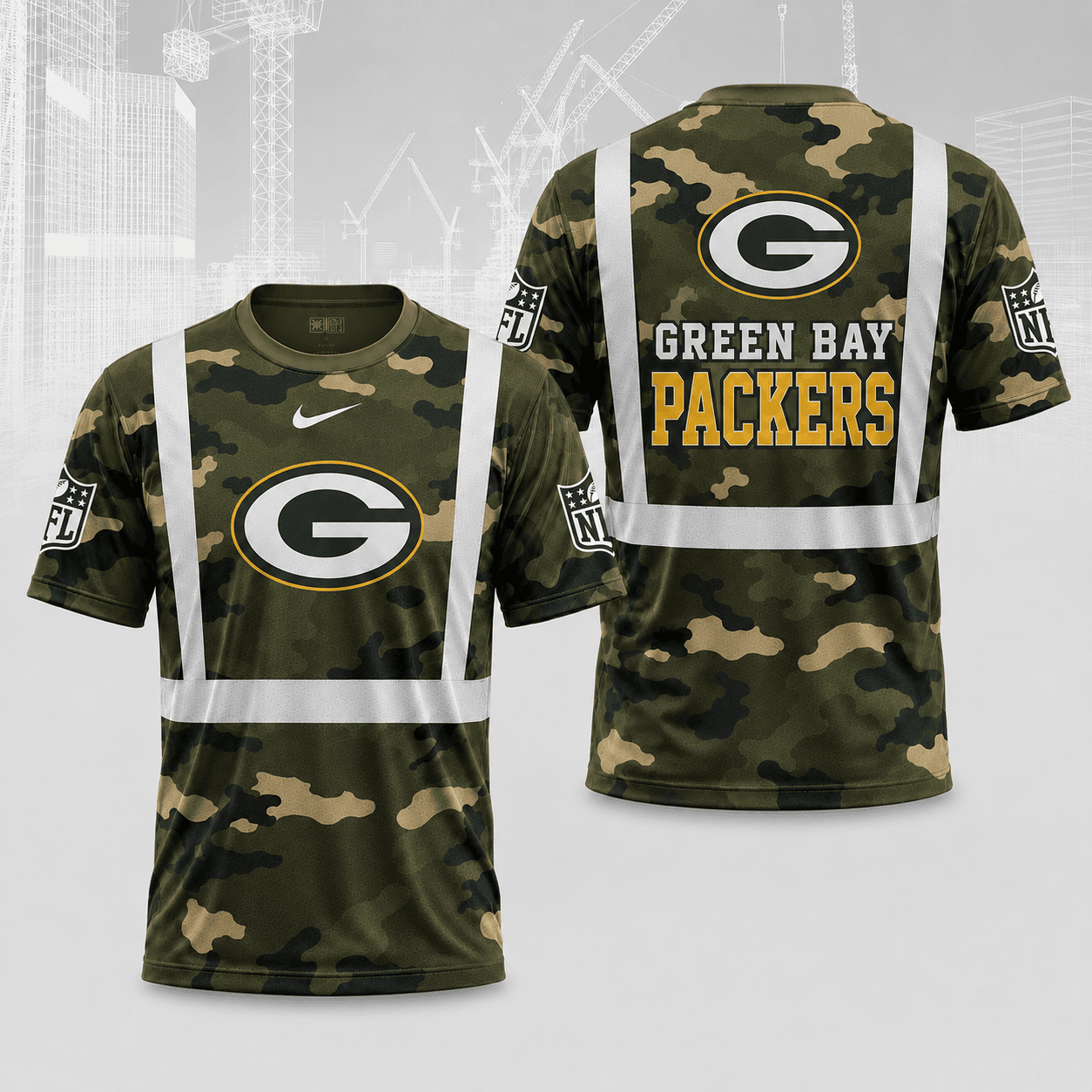 Green Bay Packers | Premium NFL Army Camo Hi-Vis 3D Shirt NY