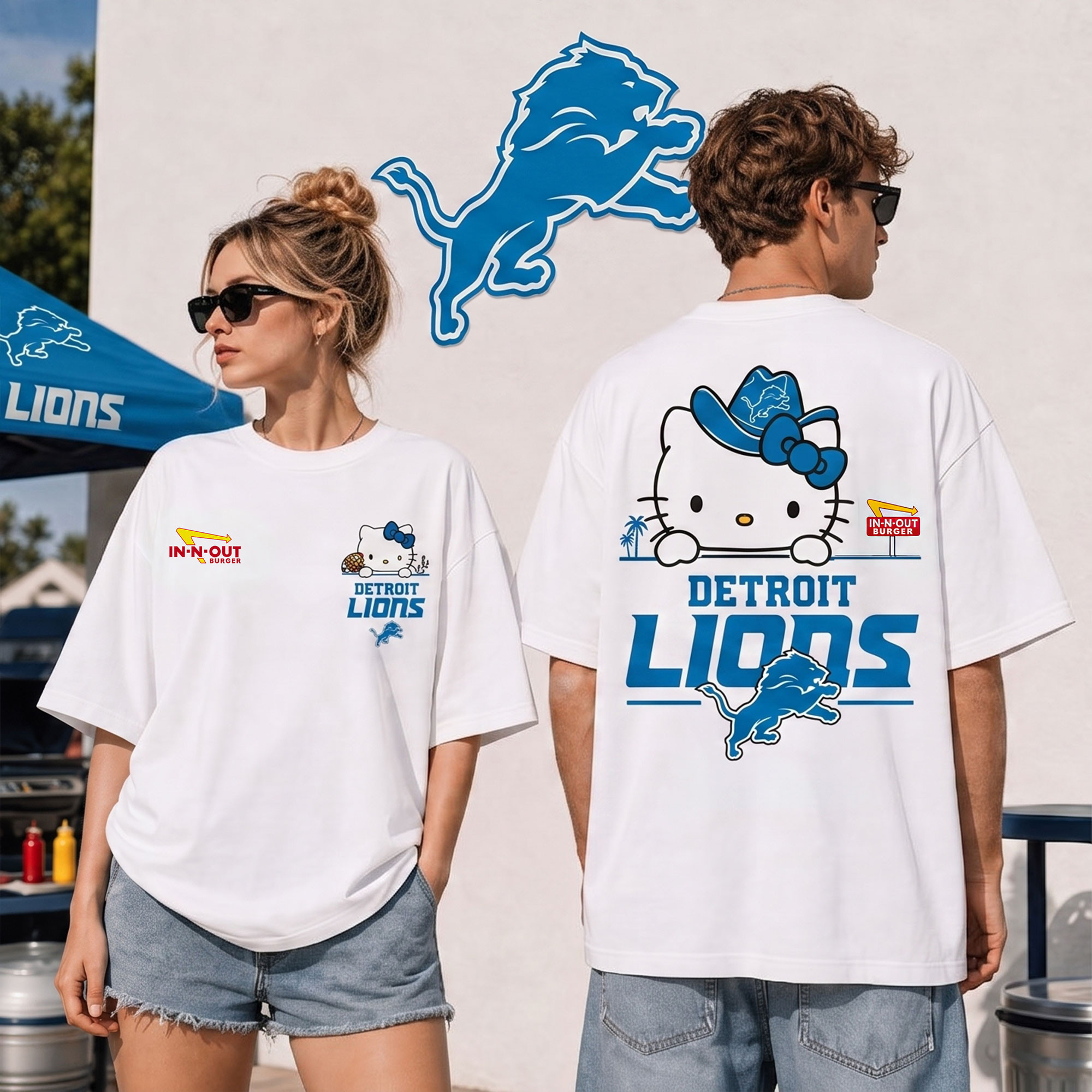 Detroit Lions | Premium NFL Kitty Burger Game Day 3D Shirt NTH1