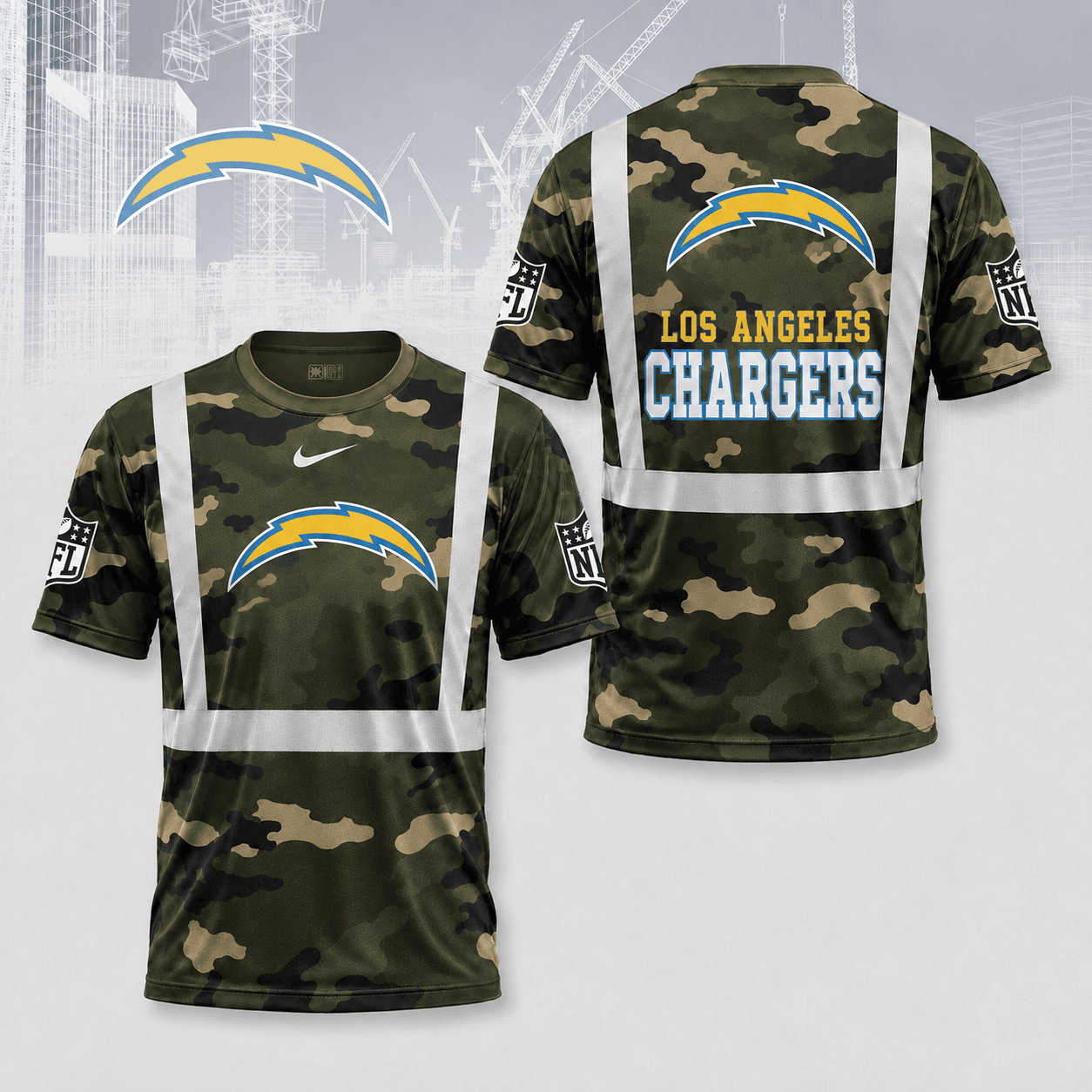 Los Angeles Chargers | Premium NFL Army Camo Hi-Vis 3D Shirt NY