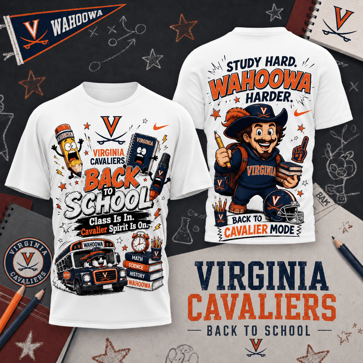 Virginia Cavaliers | Premium NCAA Back To School T-Shirt TD