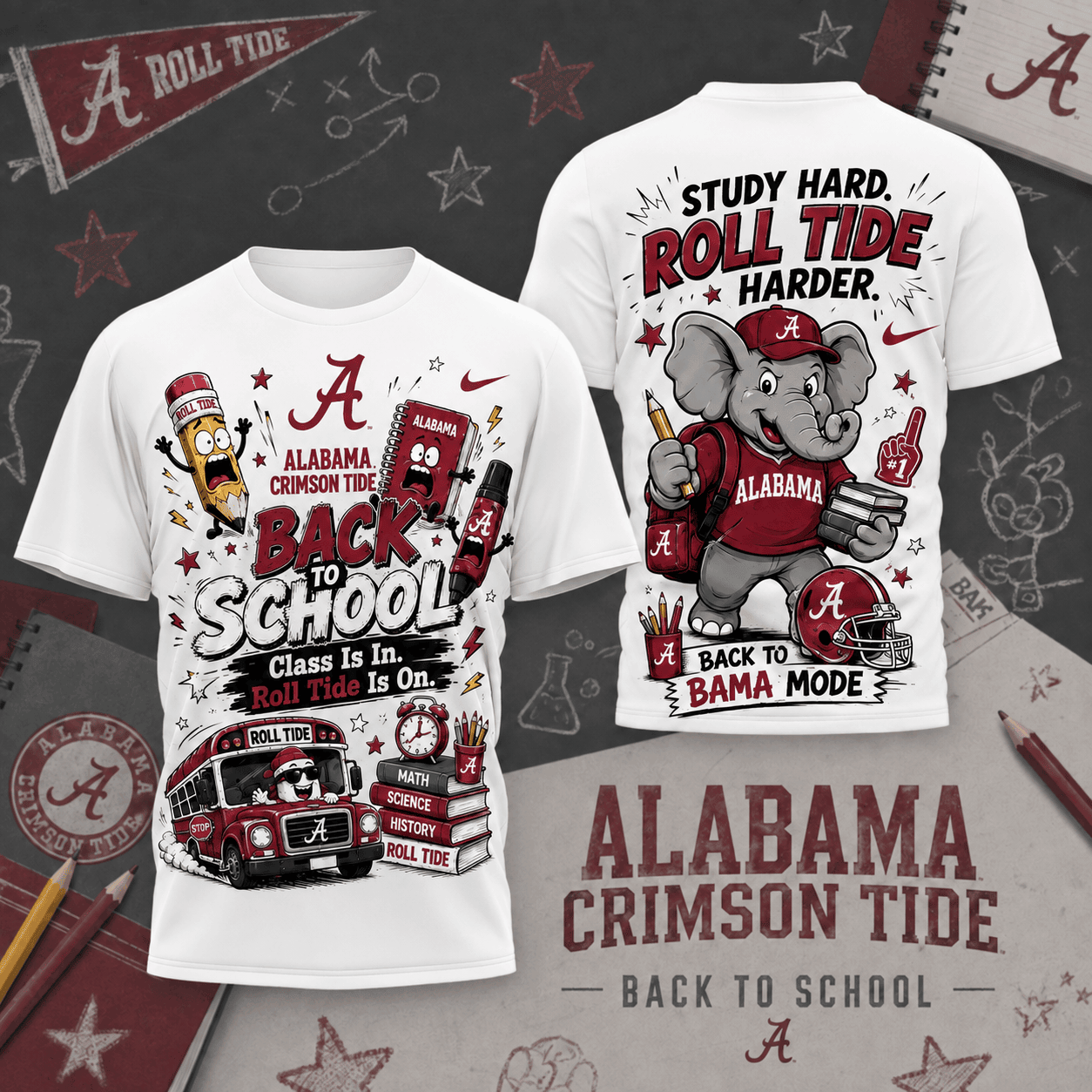 Alabama Crimson Tide | Premium NCAA Back To School T-Shirt TD