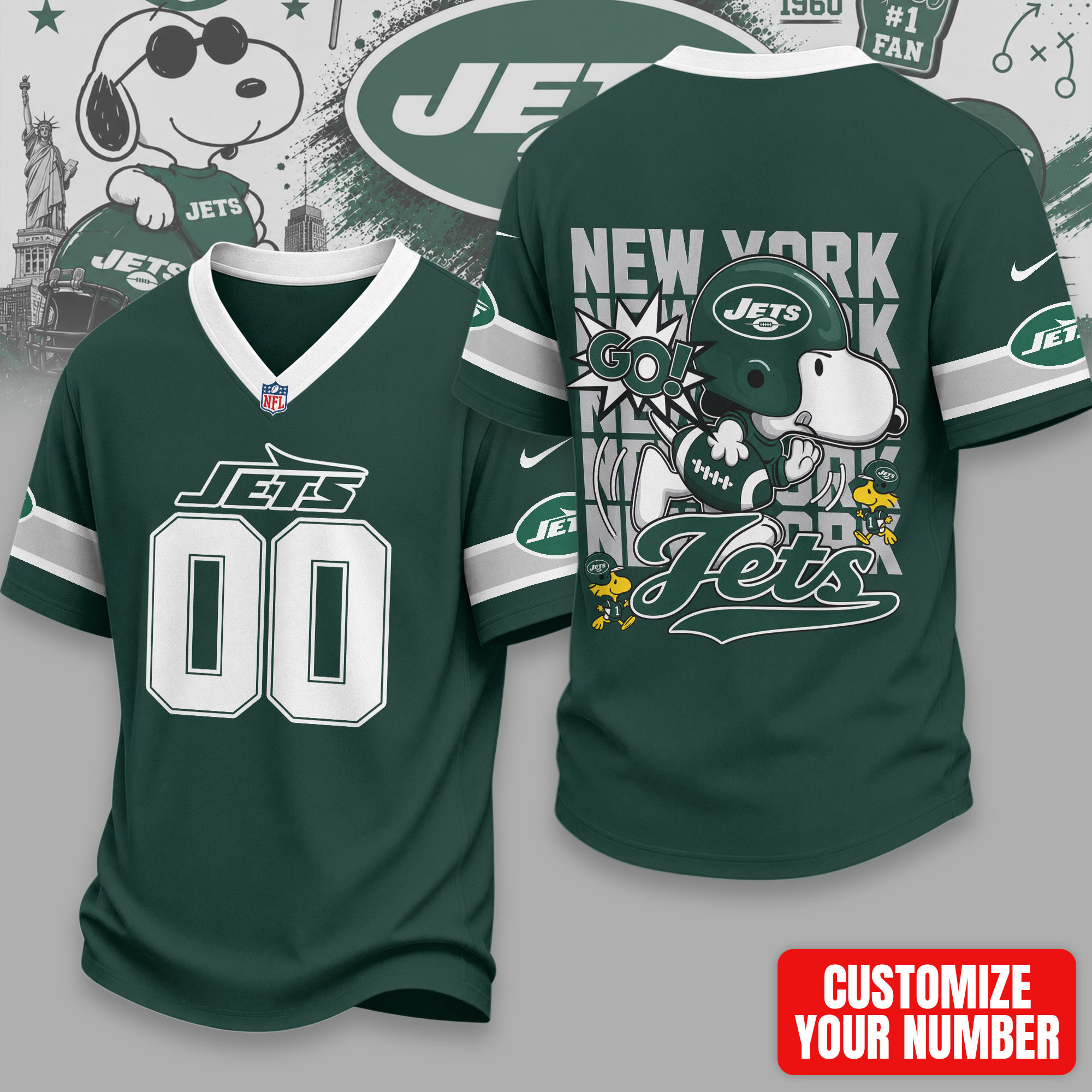New York Jets | Premium Sunday Huddle Custom Number Jersey NTH1