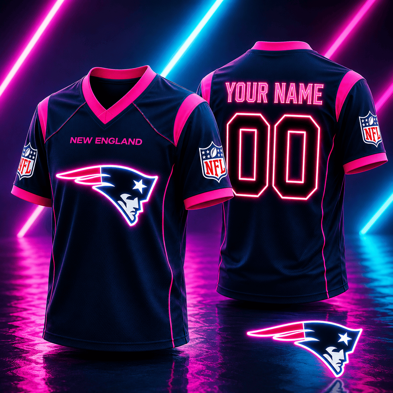 New England Patriots | Premium NFL Electric Glow V-Neck Jersey NTH1