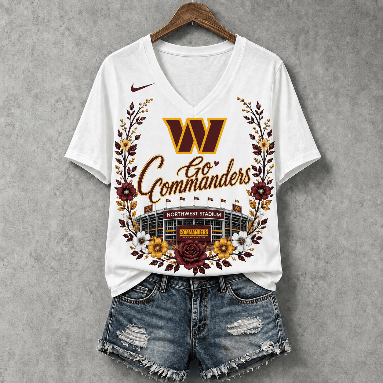 Washington Commanders | Premium NFL Floral Stadium Football Fan V-neck NY