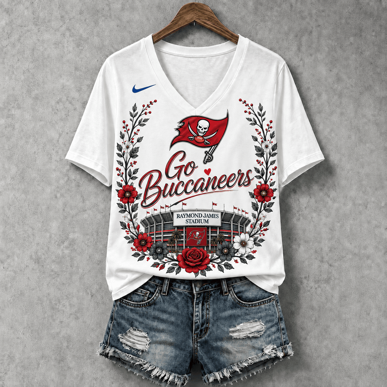 Tampa Bay Buccaneers | Premium NFL Floral Stadium Football Fan V-neck NY