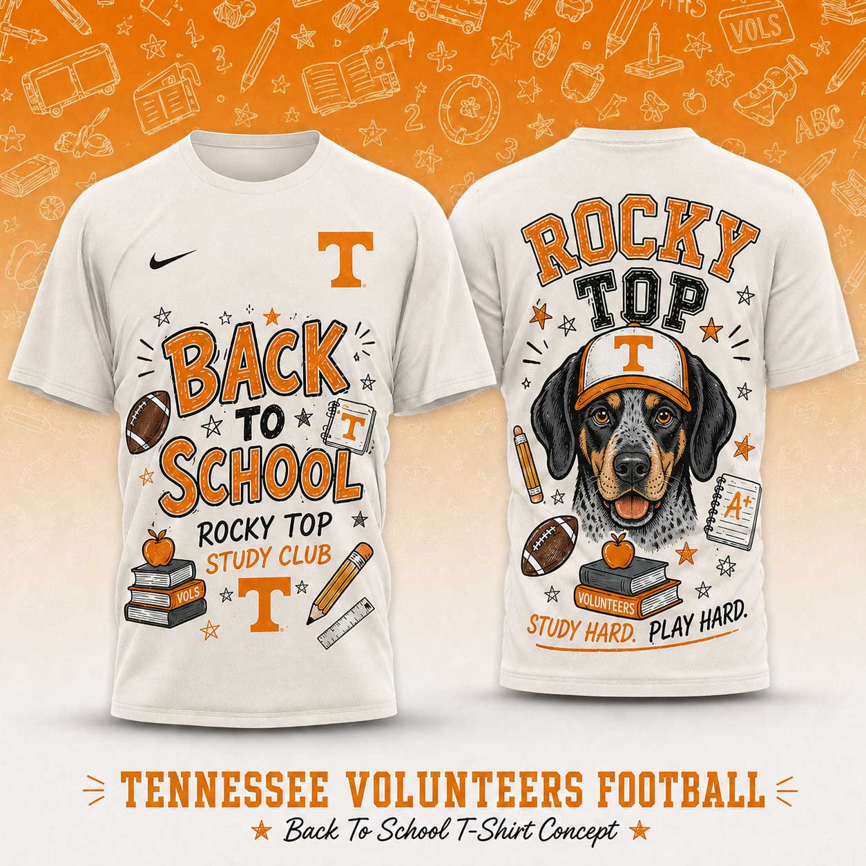 Tennessee Volunteers | Premium NCAA Back To School Study Club T-Shirt TD